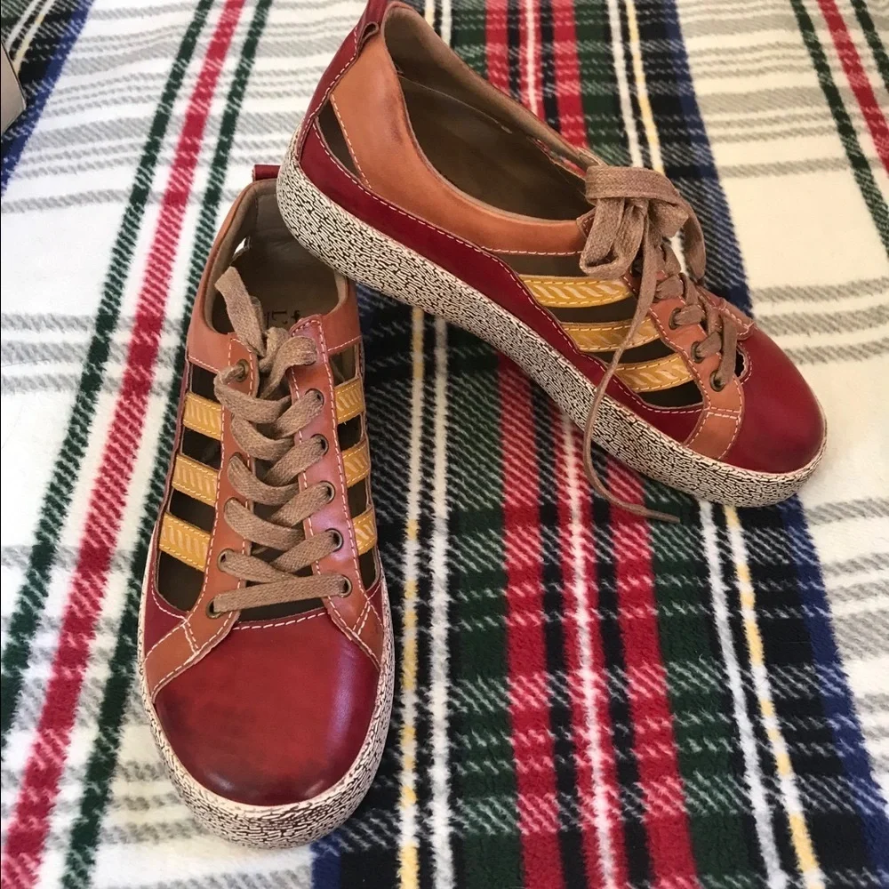 L’ARTISTE SPRING STEP PORSCHA HAND PAINTED LEATHER FLATFORM SNEAKER SZ 37 - Picture 11 of 12